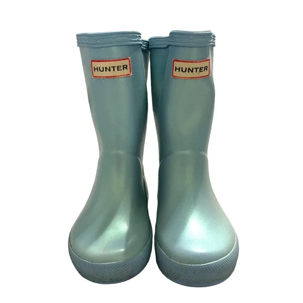 Hunter Sz 7UK / 8US Light Blue Shimmer Rain Boots - Picture 3 of 11
